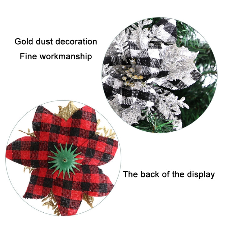 Gold Powder Plaid Christmas Flower Christmas Tree Decoration