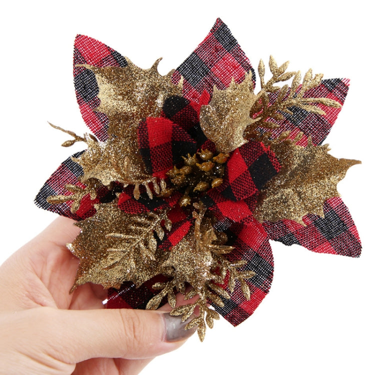 Gold Powder Plaid Christmas Flower Christmas Tree Decoration