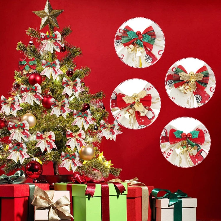 5 PCS Mini Christmas Tree Bow Bell Pendant Gift Box Decoration