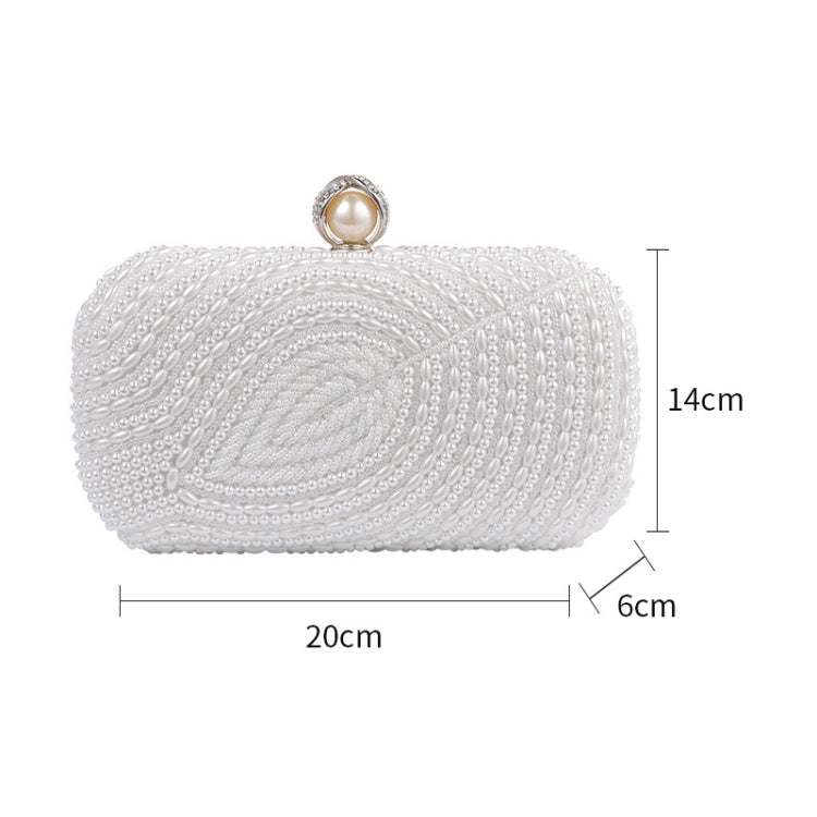 Leaf Shaped Pearl Dinner Party Bag Wedding Bridal Clutch Chain Bag(White)