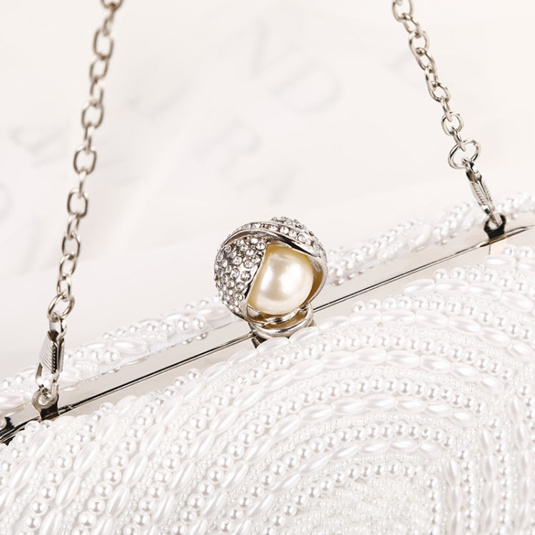 Leaf Shaped Pearl Dinner Party Bag Wedding Bridal Clutch Chain Bag(White)