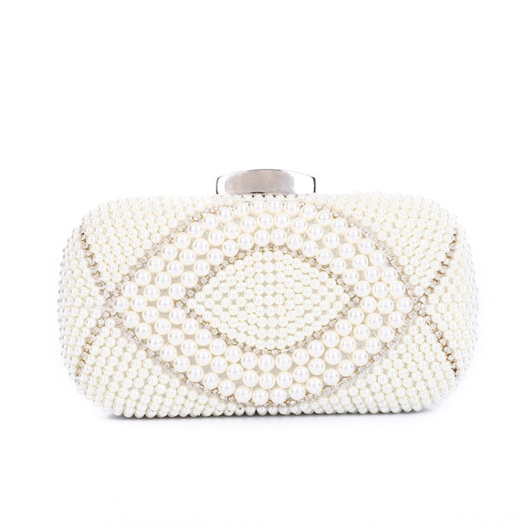 Ladies Pearl Evening Party Bag Evening Dress Clutch(White)