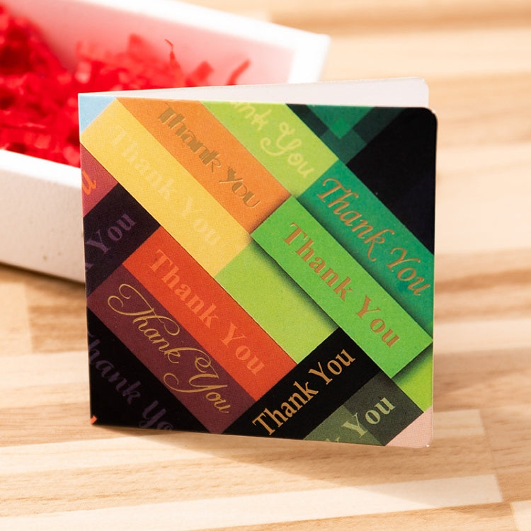 100 PCS Square Bronzing Color Print Thanks Greeting Cards