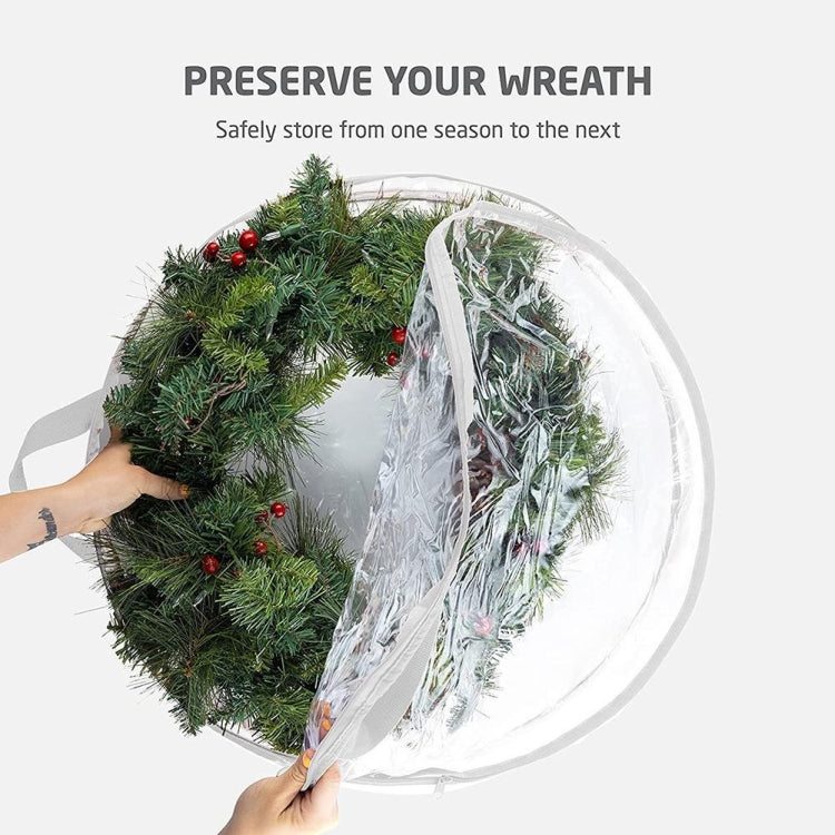 PVC Transparent Round Christmas Wreath Storage Bag, Color: White 20x76cm