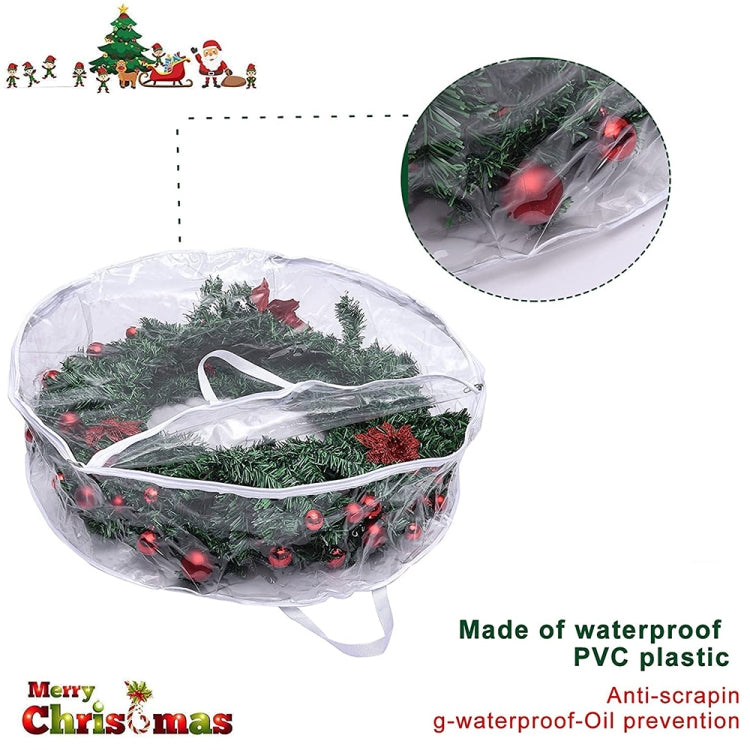 PVC Transparent Round Christmas Wreath Storage Bag, Color: White 20x76cm
