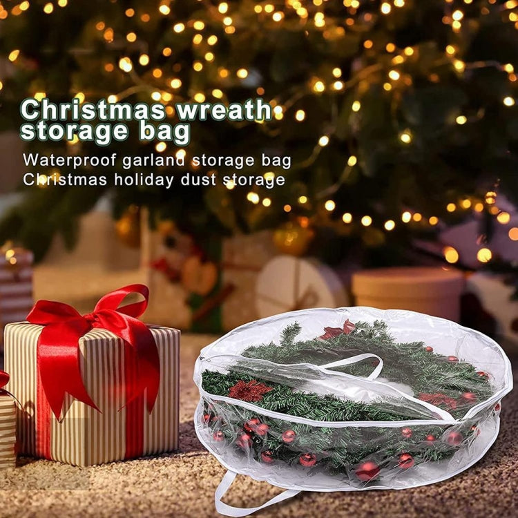 PVC Transparent Round Christmas Wreath Storage Bag, Color: White 20x76cm