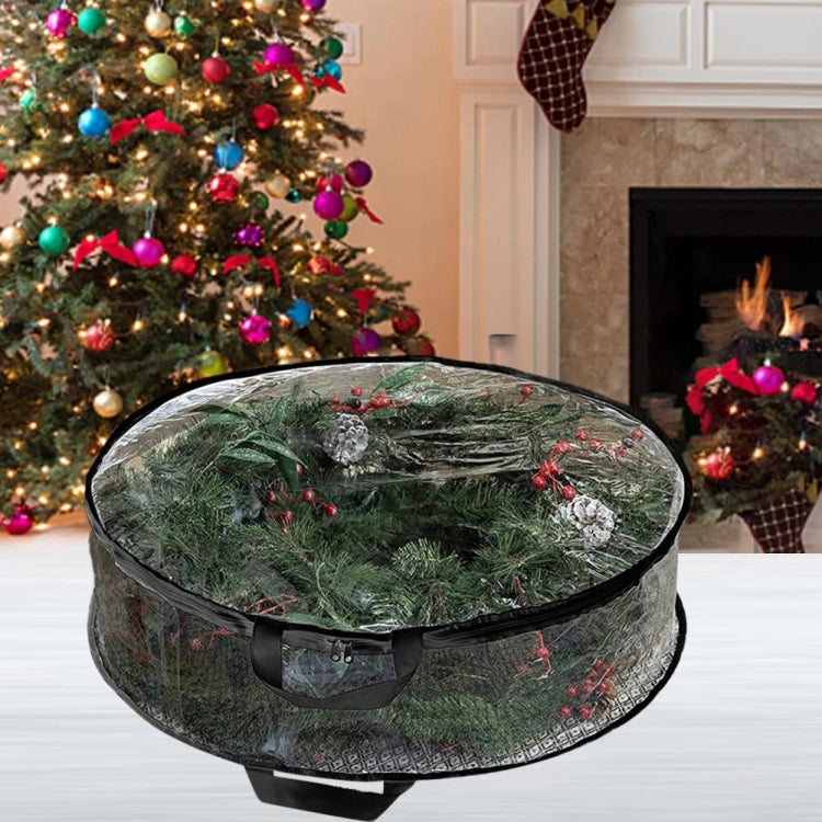 PVC Transparent Round Christmas Wreath Storage Bag, Color: White 20x76cm
