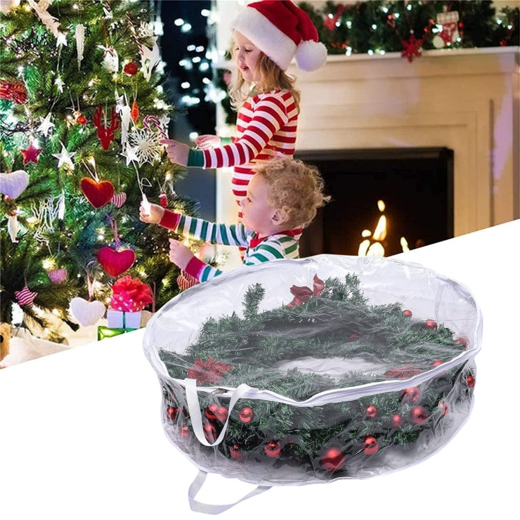 PVC Transparent Round Christmas Wreath Storage Bag, Color: White 20x61cm