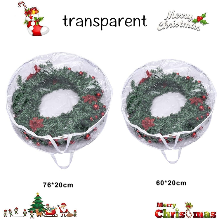 PVC Transparent Round Christmas Wreath Storage Bag, Color: White 20x61cm
