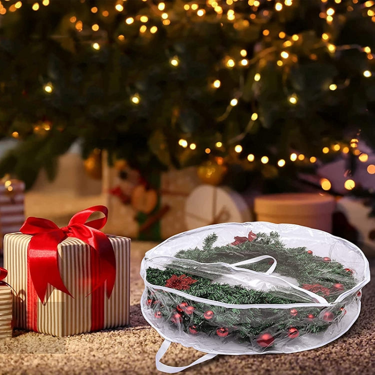 PVC Transparent Round Christmas Wreath Storage Bag, Color: White 20x61cm