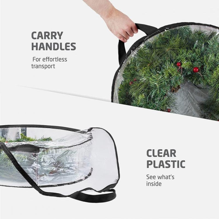 PVC Transparent Round Christmas Wreath Storage Bag, Color: Black 20x76cm