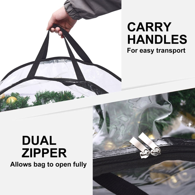 PVC Transparent Round Christmas Wreath Storage Bag, Color: Black 20x76cm