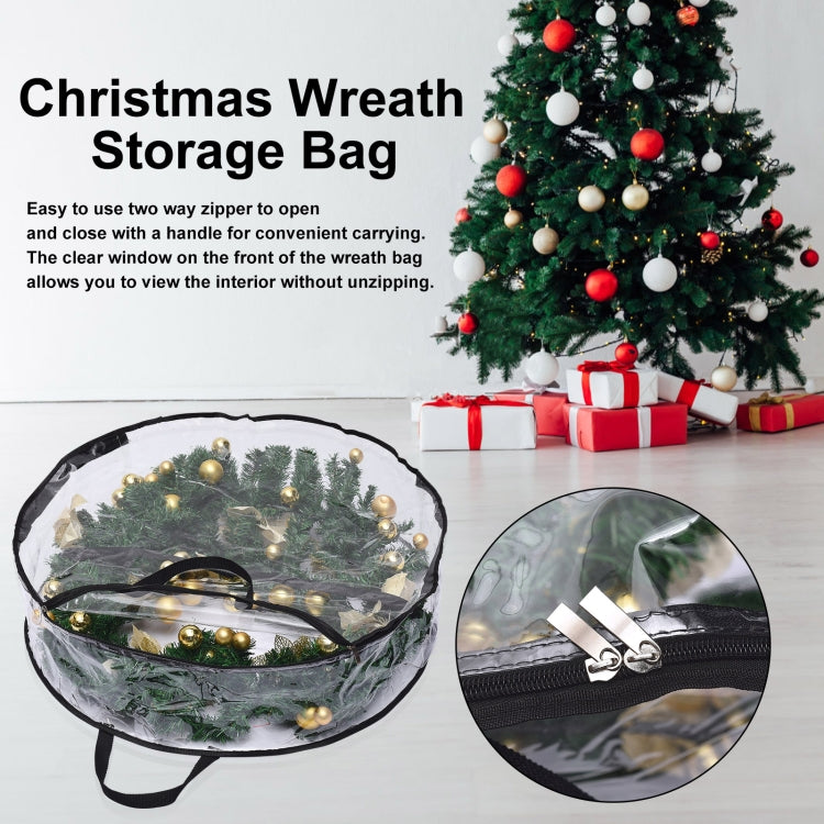 PVC Transparent Round Christmas Wreath Storage Bag, Color: Black 20x76cm