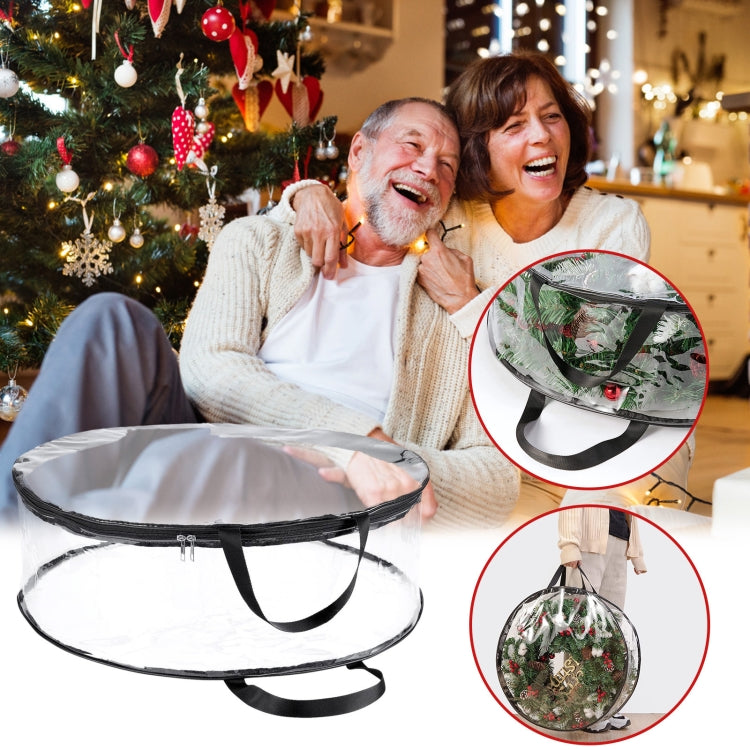 PVC Transparent Round Christmas Wreath Storage Bag, Color: Black 20x76cm