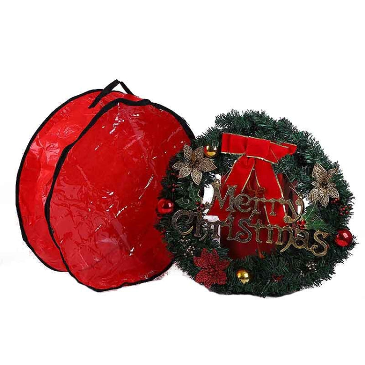 PVC Transparent Round Christmas Wreath Storage Bag, Color: Red 20x61cm