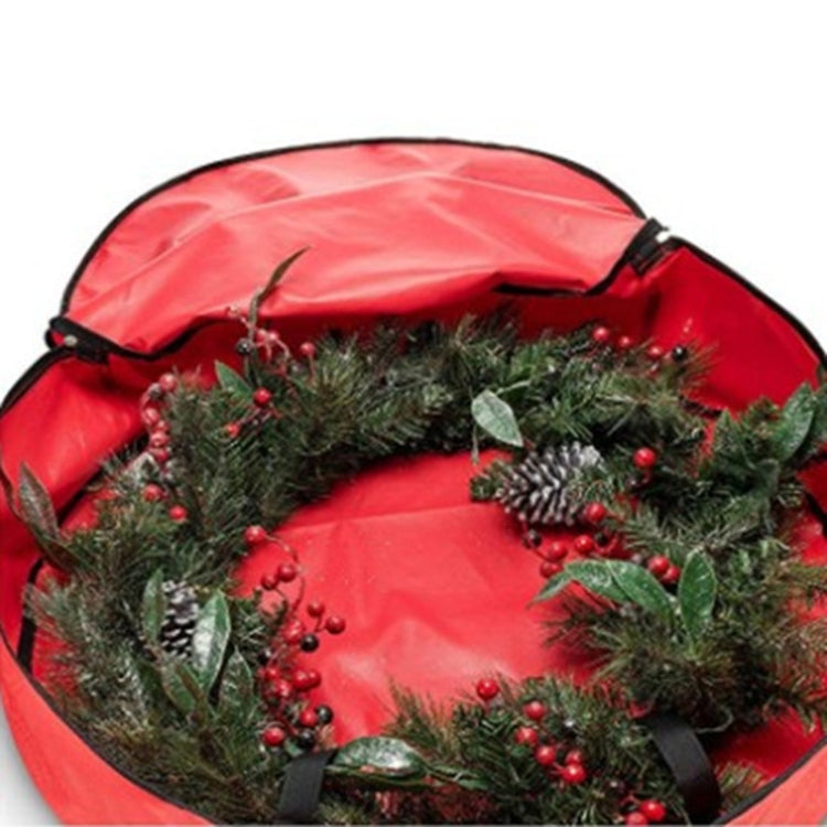 PVC Transparent Round Christmas Wreath Storage Bag, Color: Red 20x61cm