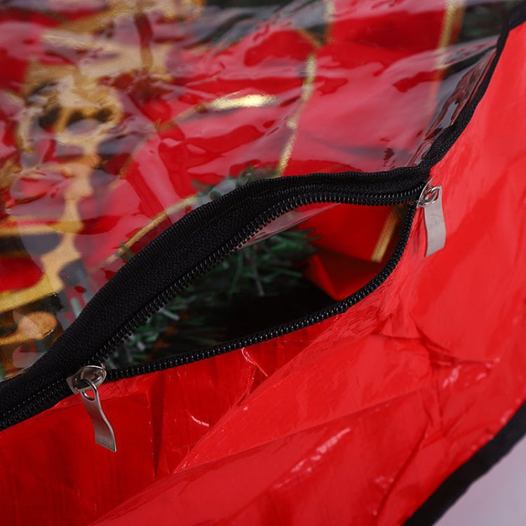 PVC Transparent Round Christmas Wreath Storage Bag, Color: Red 20x61cm