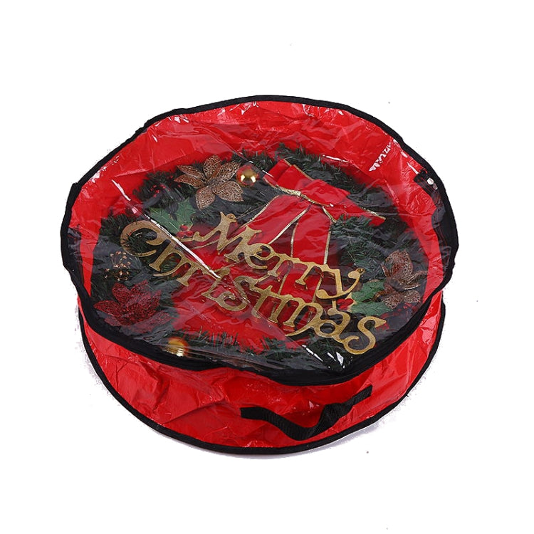 PVC Transparent Round Christmas Wreath Storage Bag, Color: Red 20x61cm