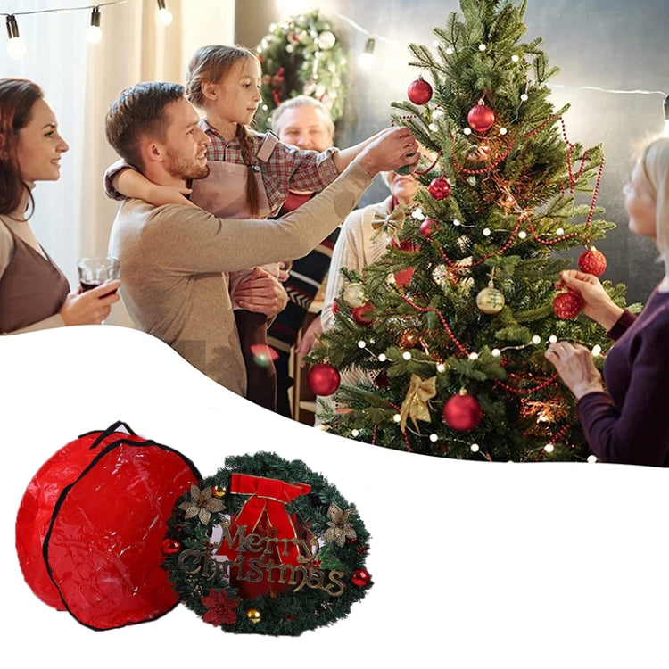 PVC Transparent Round Christmas Wreath Storage Bag, Color: Red 20x61cm