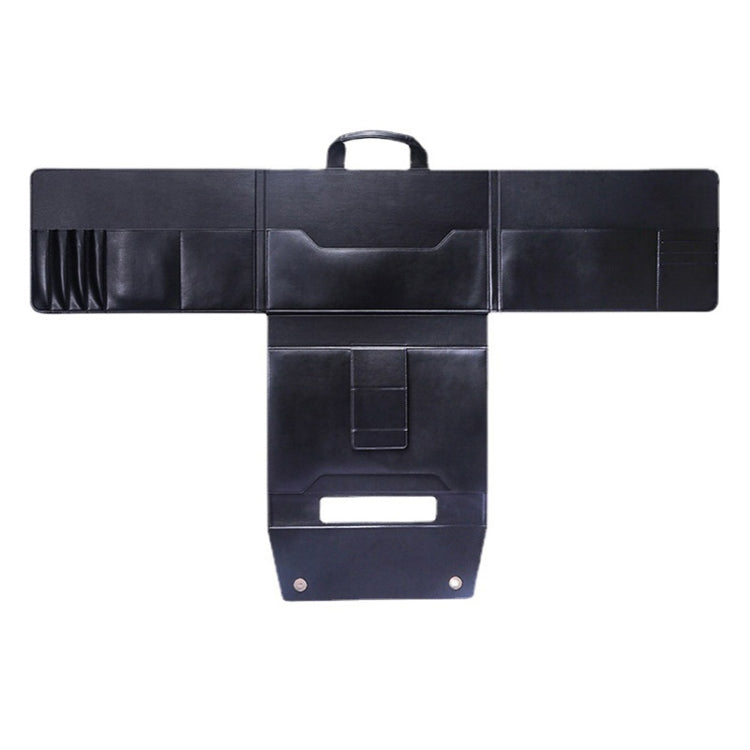 Leather Portable Briefcase Type Laptop Bag with Stand Function(Black)