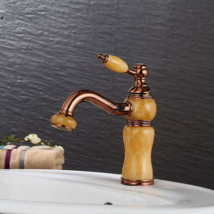 Gold-plated Copper 360-degree Rotating Basin Hot and Cold Water Faucet, Color: Topaz Zirconium Rose Gold