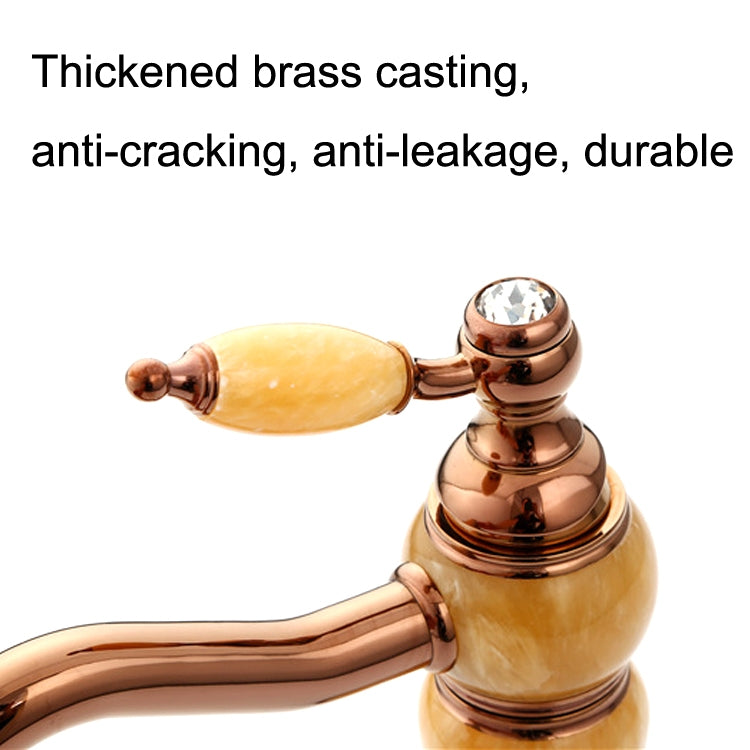 Gold-plated Copper 360-degree Rotating Basin Hot and Cold Water Faucet, Color: Topaz Zirconium Rose Gold