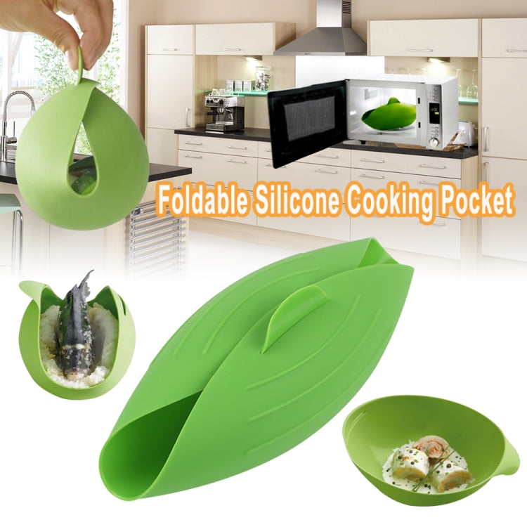 2 PCS Silicone Cooking Bowl Microwave Oven Foldable Steamed Fish Bowl Salad Bowl(Green)