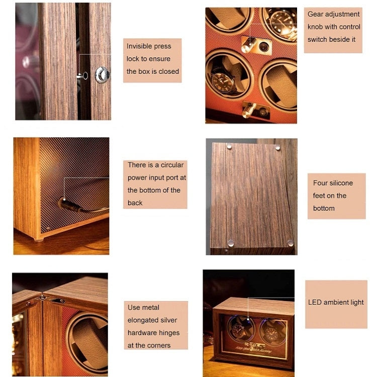 USB Automatic Mechanical Watch Shaker Watch Rotates Places Storage Box, Color: 2 Watches Black