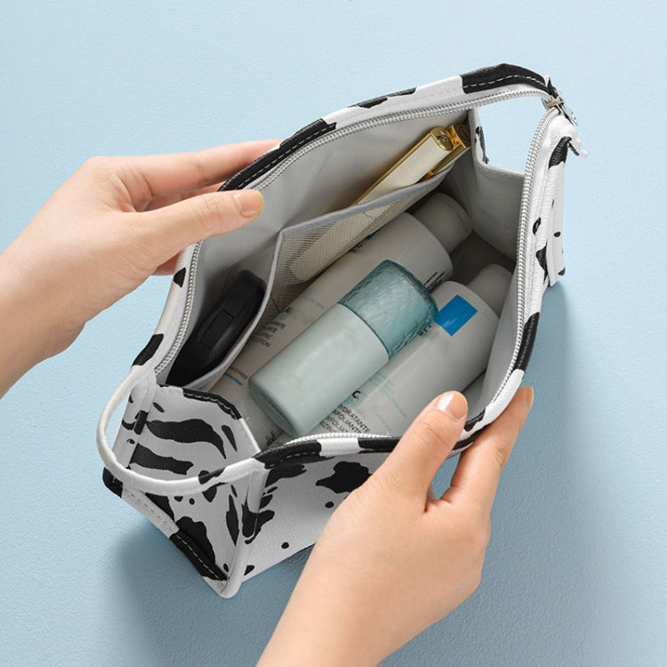 Waterproof PU Cosmetic Bag Milk Pattern Cosmetics Storage Bag, Style: Briefcase