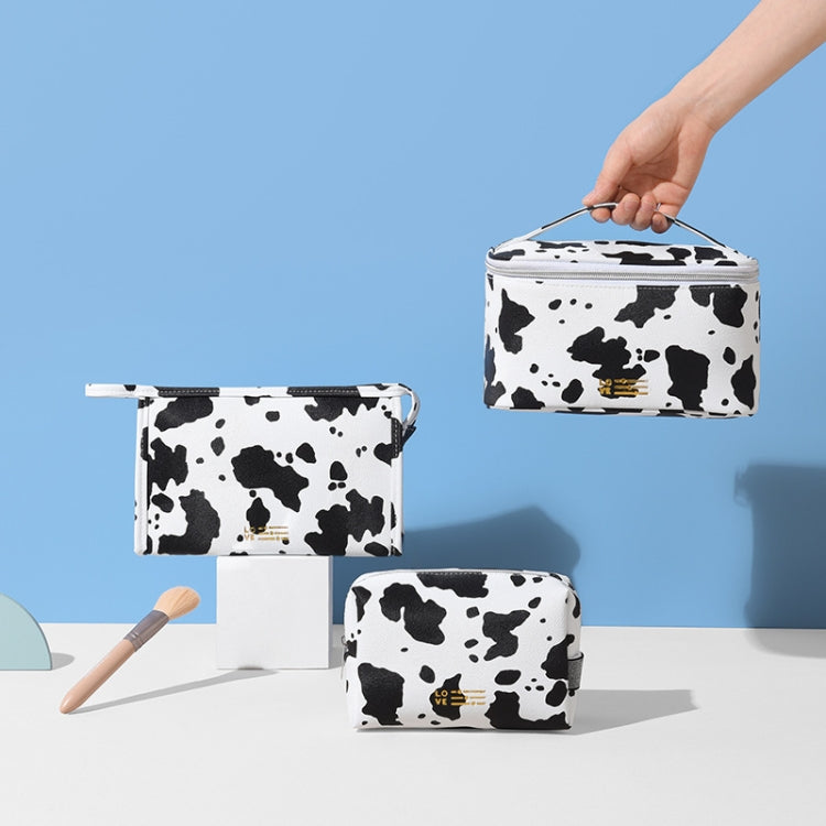 Waterproof PU Cosmetic Bag Milk Pattern Cosmetics Storage Bag, Style: Square Bag