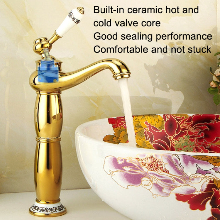 Antique Hot and Cold Bathroom Washbasin Faucet, Style: High Model+Water Inlet Pipe