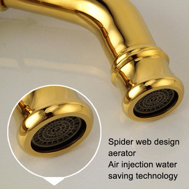 All Bronze Bathroom Basin Hot And Cold Water Faucet, Style: Gold High Model+Water Inlet Pipe
