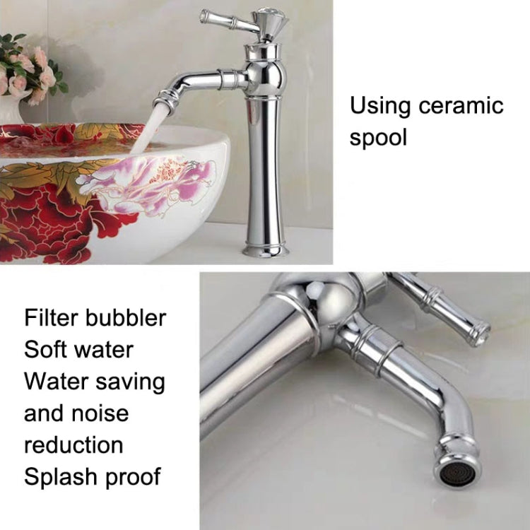 All Bronze Bathroom Basin Hot And Cold Water Faucet, Style: Gold High Model+Water Inlet Pipe