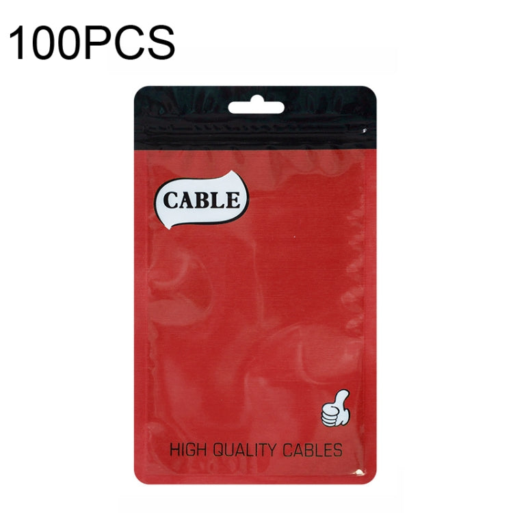100 PCS Thumb Type Data Cable Packaging Bag Thickened Plastic Ziplock Bag  11 x 18cm