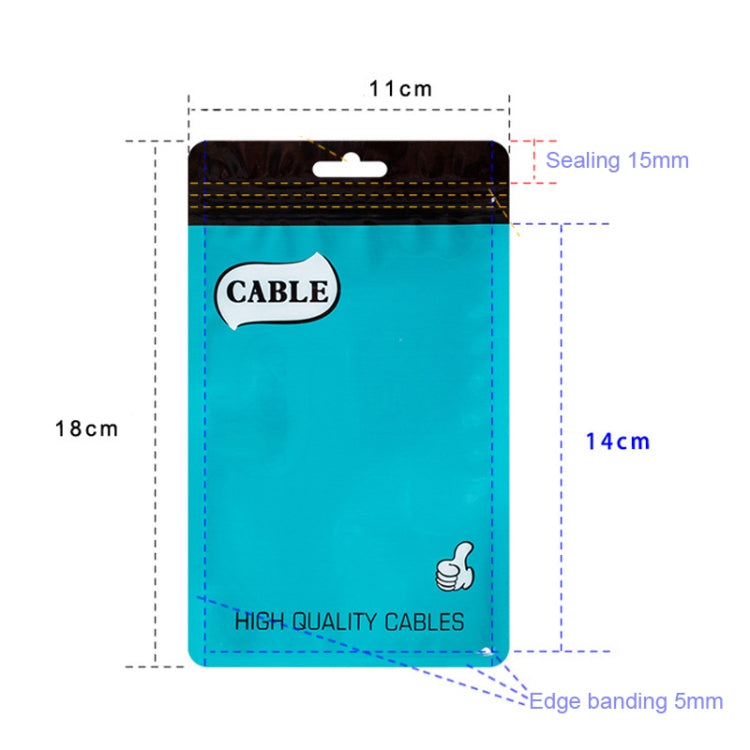 100 PCS Thumb Type Data Cable Packaging Bag Thickened Plastic Ziplock Bag  10.5 x 15cm