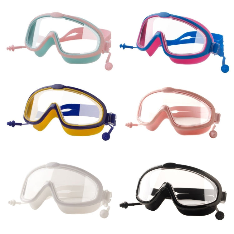 Children Anti-fog Large Frame Swimming Goggles With Conjoined Earplugs
