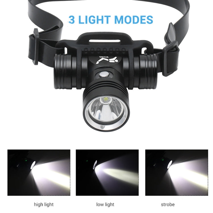 Diving Headlamp 60m Underwater Headlight XM-L2 Led Scuba head Flashlight(Without Battery&Charger)