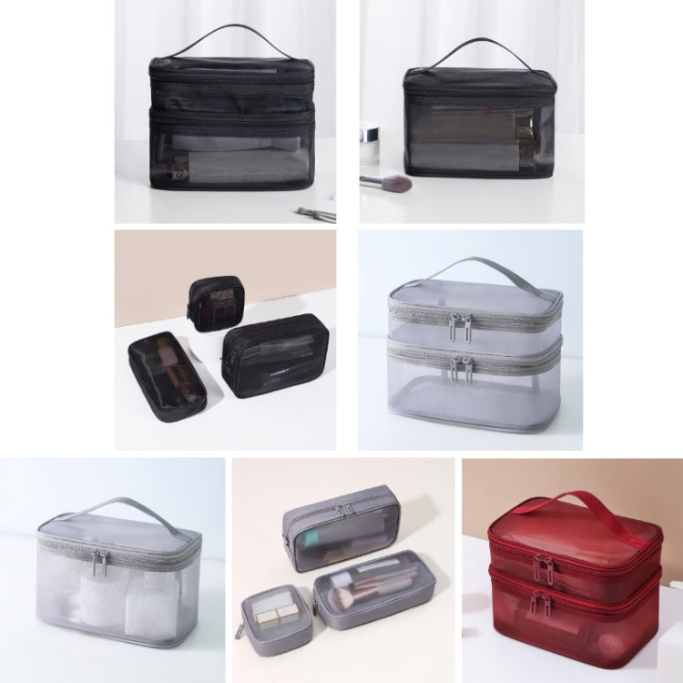 Multifunctional Portable Large Capacity Toiletry Cosmetic Bag, Color: Black Double Layer