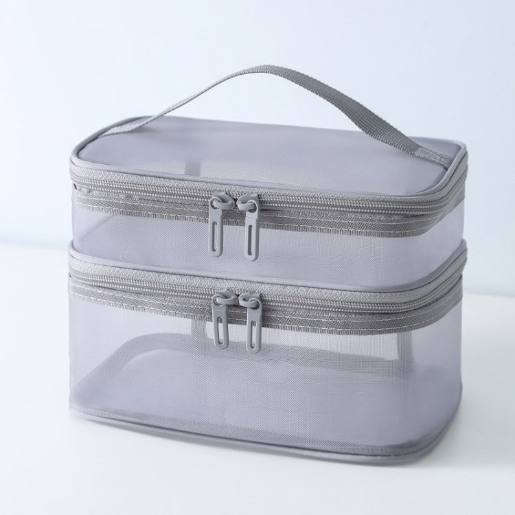 Multifunctional Portable Large Capacity Toiletry Cosmetic Bag, Color: Gray Double Layer