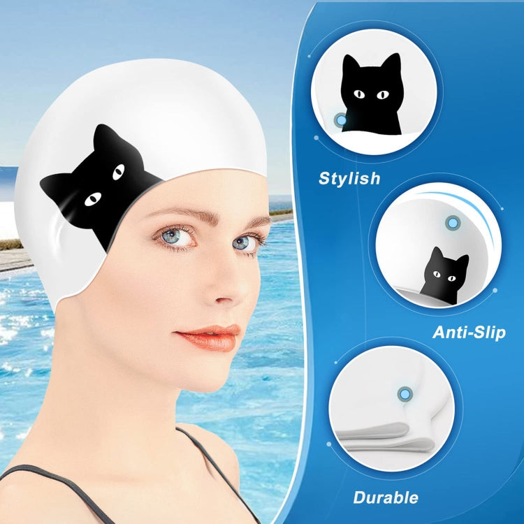 Hy08 Cute Cartoon Print Silicone Swimming Cap, Spec: Little Squirrel