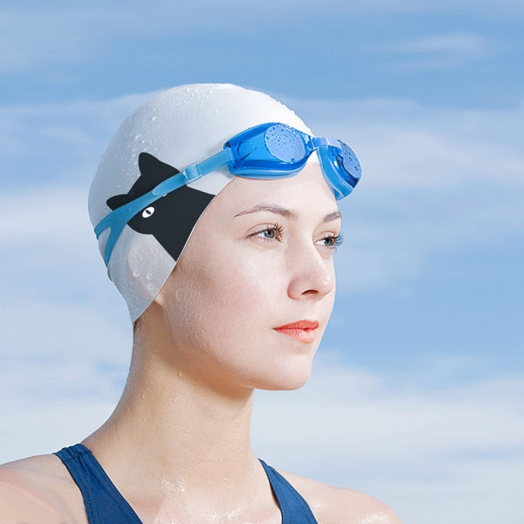 Hy08 Cute Cartoon Print Silicone Swimming Cap, Spec: White Pig
