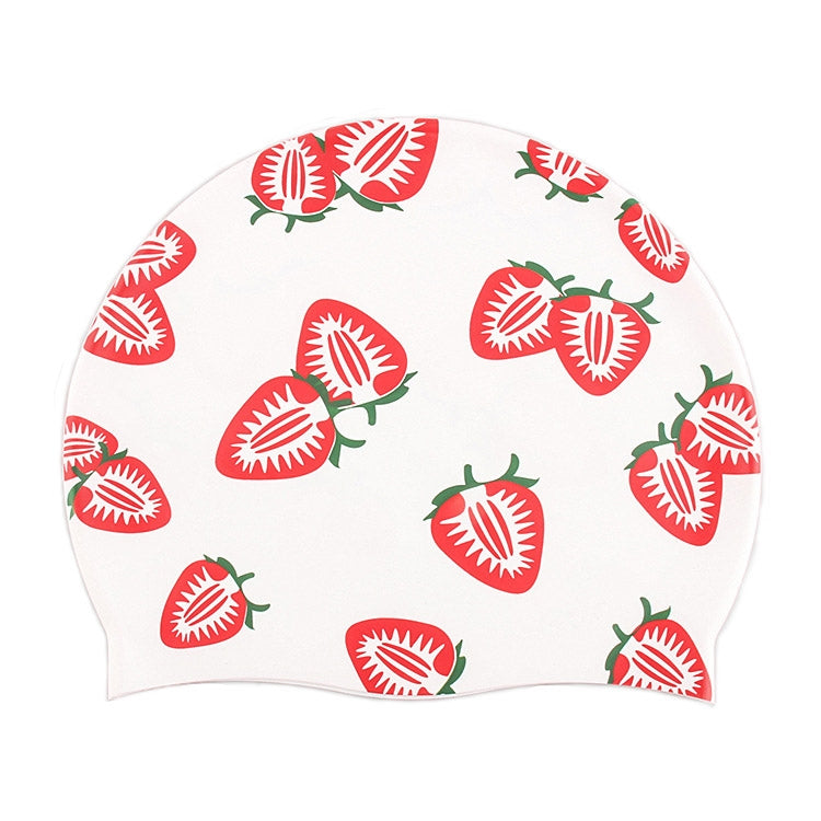 Hy08 Cute Cartoon Print Silicone Swimming Cap, Spec: Strawberry