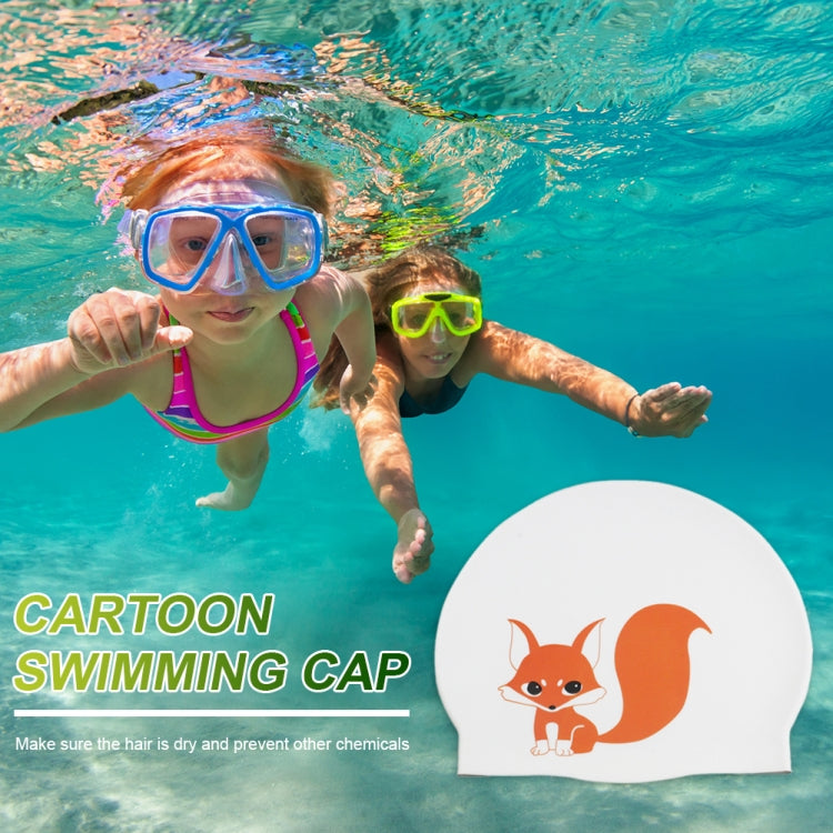 Hy08 Cute Cartoon Print Silicone Swimming Cap, Spec: Deep Blue