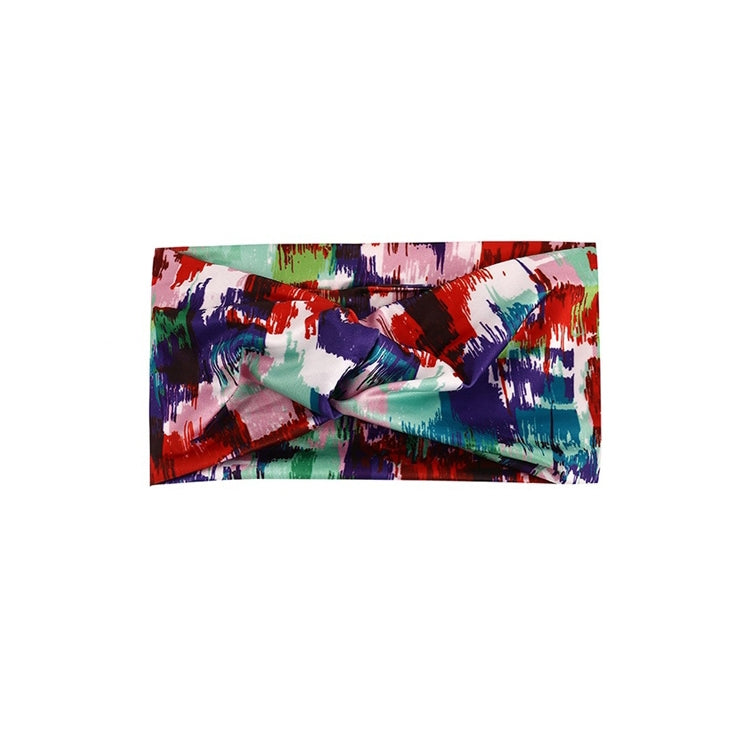3PCS Colorful Printed Stretch Sports Headband Tie Dye Cross Mid End Headband