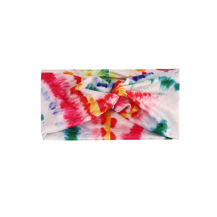 3PCS Colorful Printed Stretch Sports Headband Tie Dye Cross Mid End Headband