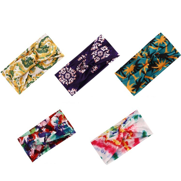3PCS Colorful Printed Stretch Sports Headband Tie Dye Cross Mid End Headband