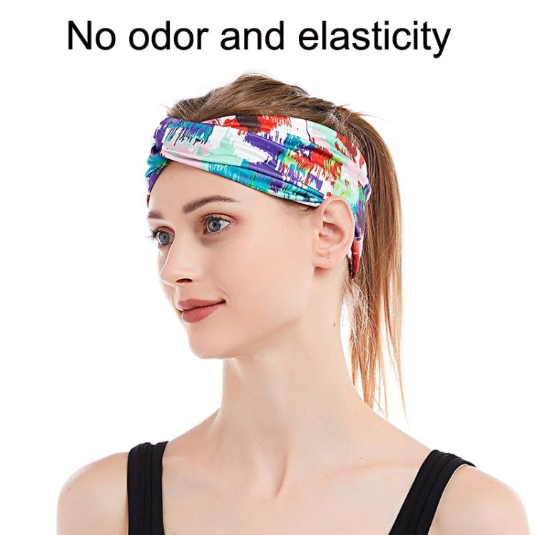 3PCS Colorful Printed Stretch Sports Headband Tie Dye Cross Mid End Headband