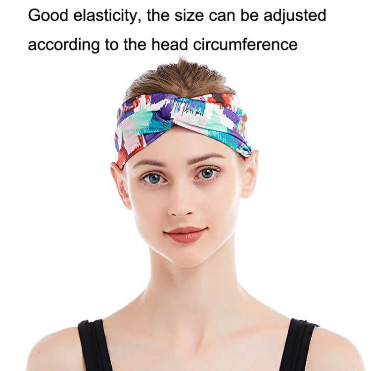 3PCS Colorful Printed Stretch Sports Headband Tie Dye Cross Mid End Headband