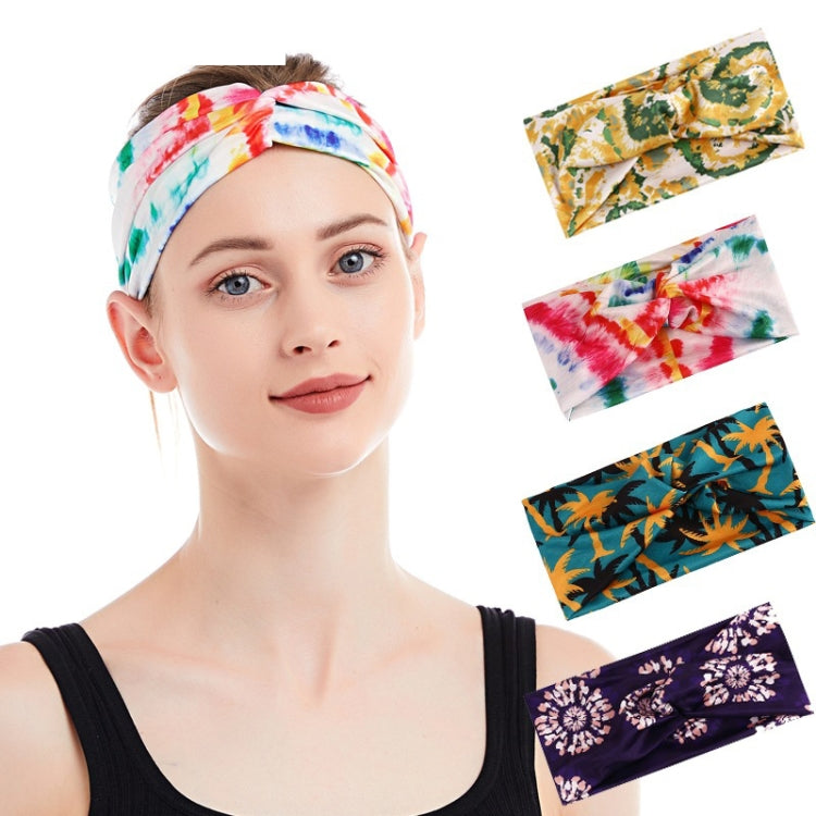 3PCS Colorful Printed Stretch Sports Headband Tie Dye Cross Mid End Headband