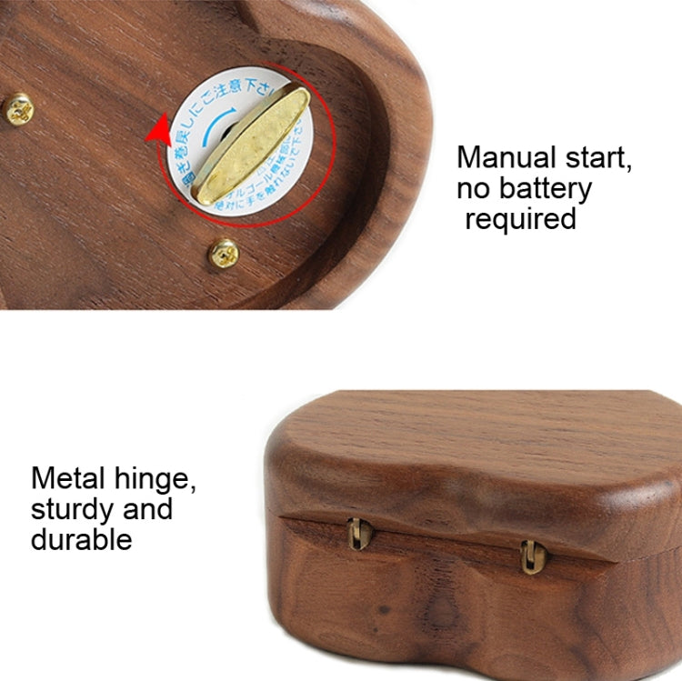 Wooden Heart Shape With Mirror Music Box Ornaments, Color: Maple-Gold-plated Movement